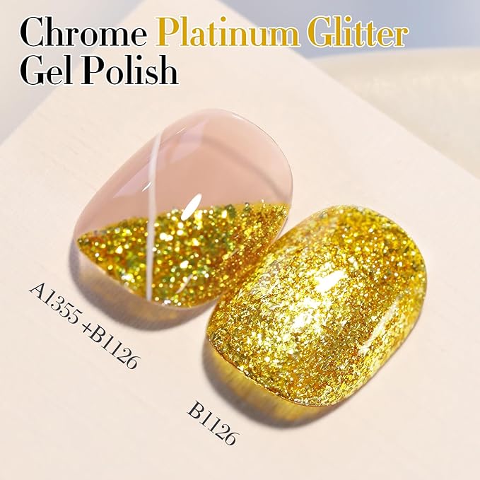 Double Rhythm 15ML Glitter Gel Polish Shimmer Reflective Holographic Color Magnetic for Nail Art Salon DIY at Home (B1126)