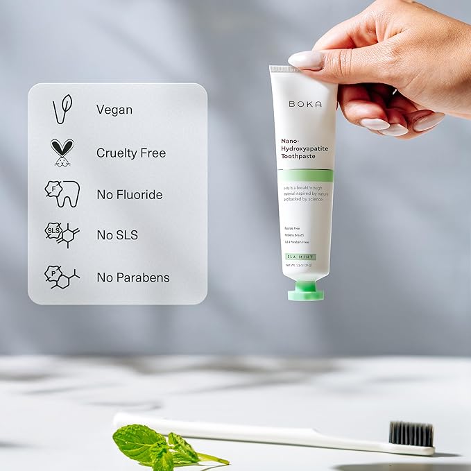 Boka Fluoride Free Toothpaste, Nano Hydroxyapatite Toothpaste, Appropriate for Sensitive Teeth - for Adult, Kids Oral Care - Ela Mint, Coco Ginger Flavor, 1.3 Fl Oz 2Pk US Manufactured (Pack of 2)