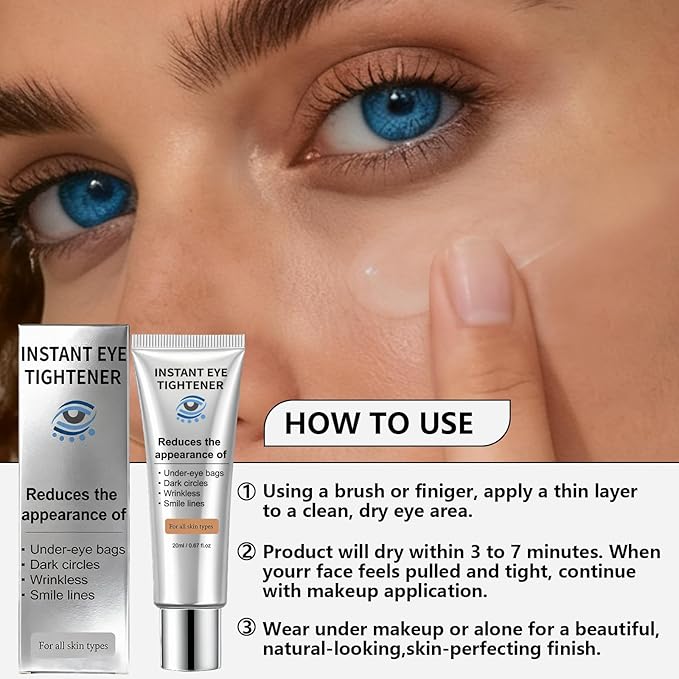 Instant Under Eye Lift Serum - Anti-Aging Formula for Under Bags and Wrinkles, Temporary Eye Tightener Cream Firming Primer Visibly Improves Dark Circles, Fine Lines & Crow's Feet, 1 PC, 0.7 Fl.Oz