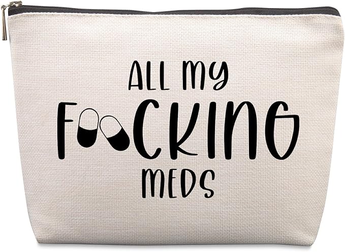 Lcoanriut Funny Med Bag for Traveling, Funny Medicine Bag Makeup Bag Gifts Dental Gifts Nurse Assistant Gift Pill Bags Medicine Pouch for Travel, Med Bags Storage for Women Patient Gift