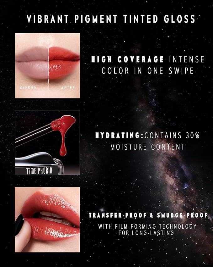 Stellar Dust Lip Stain 001 Nova, Transfer-Proof & Smudge-Proof Lip Gloss, Soft Pink Tinted Glossy Finish, High-Pigment Vibrant Color, Hydrating Lightweight Long-Lasting Lip Makeup for Women