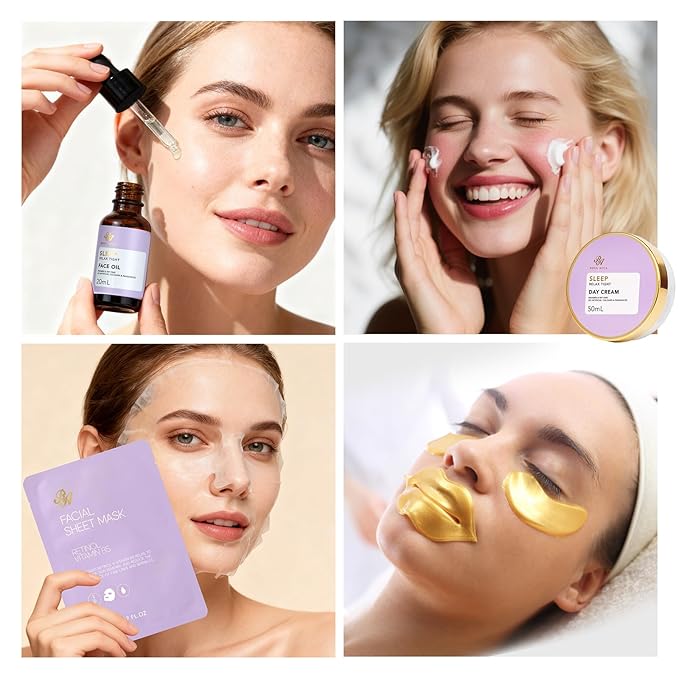 23 Pcs Valentines Day Gifts for Women, Lavender Facial Skin Care Set, Luxury Bath and Body Gifts, Spa & Self-Care Kit, Peptide Sheet Mask, Present, Birthday, Christmas, Mother Day, Bridal Shower
