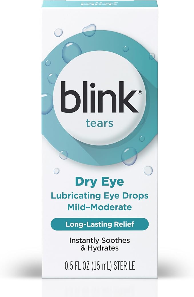 BLINK Tears Lubricating Eye Drops, Moisturizing & Soothing for Mild to Moderate Dry Eyes, with Hyaluronate, Reduces Discomfort, Long-Lasting Hydration, Soothes & Moisturizes, 0.5 Fl Oz