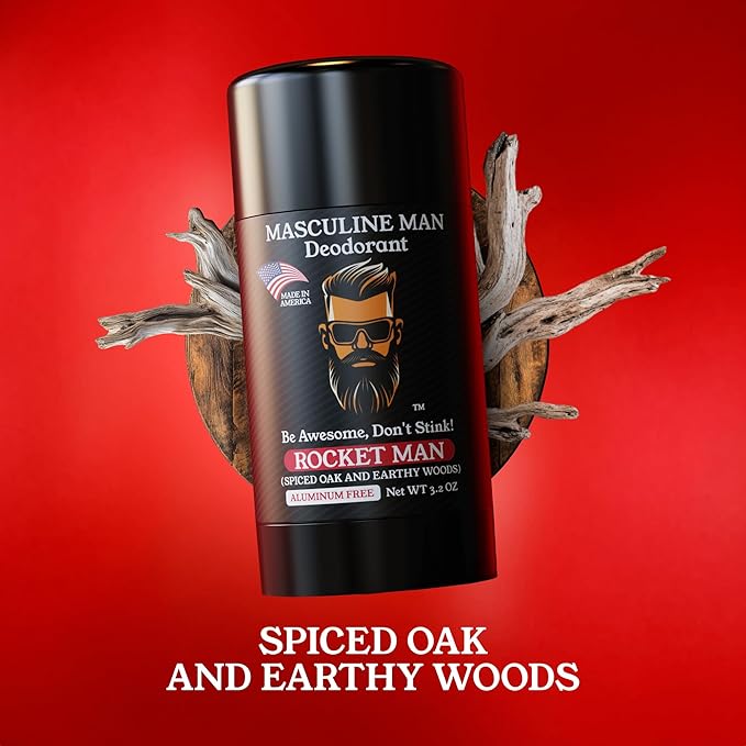Deodorant for Men - Aluminum Free Mens Deodorant - Travel Size Natural Deodorants - Sweat Protection for Underarm, No Stain Stick Deodorants, Made in USA, 3.2oz (Pack of 2, Rocket Man)
