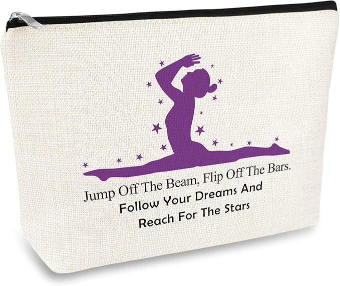 Gymnastics Lover Makeup Bag - Inspirational Gift for Women, Girls, Gymnasts, and Coaches - Cosmetic Pouch for Graduation, Birthday