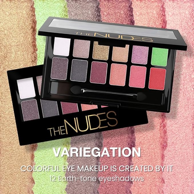 Twelve Eye Shadow Palette, Pink Red Brown Bronze Black Green Champagne Gold Rose Gold Eyeshadow Palette Makeup, Highly Pigmented Pressed Powder,Blendable Matte and Shimmer for Woman girls Eyes 03