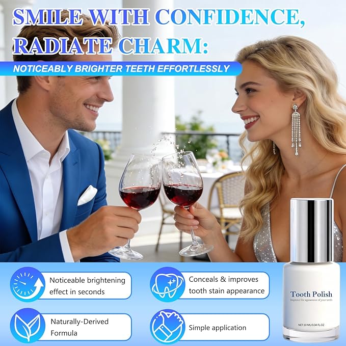 Tooth Polish, Tooth Whitening Paint, Cosmetic Tooth Polishing Liquid for Improving Tooth Appearance, Gentle Teeth Whitening Kit, Safe Formula & Long-Lasting Results