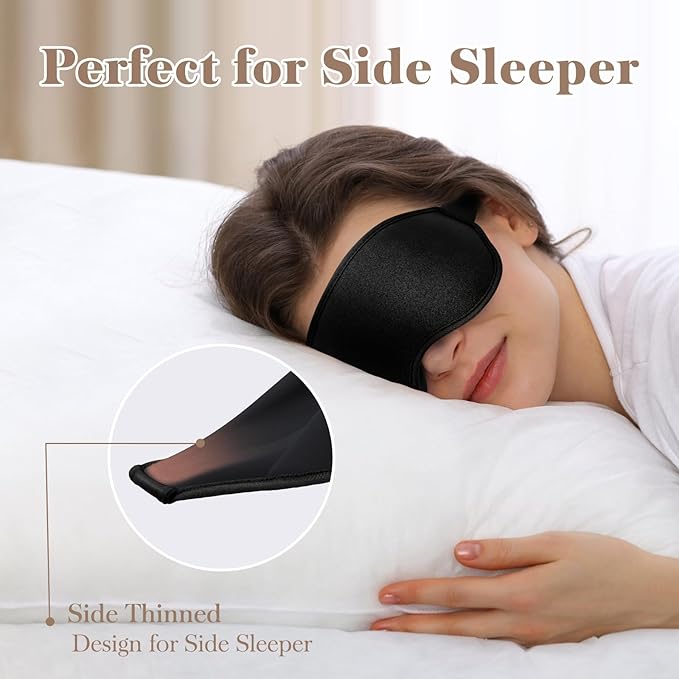 Fygrip 3D Eye Mask Sleep Mask for Men & Women, 100% Pressure-Free & Light Block-Out Eye Mask for Sleep with Easy Adjustable Strap, Night Eye Cover for Travel, Black