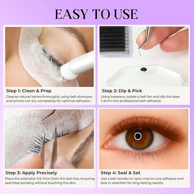 Eyelash Extensions, Mink Lash, Volume & Classic Lashes for Professionals, J/B/C/CC/D/L/M Curl, 4-15mm Length, Soft Korean PBT Fiber, 16 Rows Lash Tray (Dark brown-C-0.07-8-15mm)
