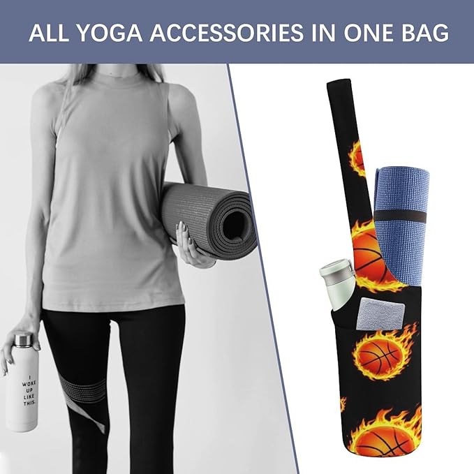 Portable Yoga Mat Carrier Single Shoulder Bag with Pocket Spacious for Yoga Gym Fitness Travel