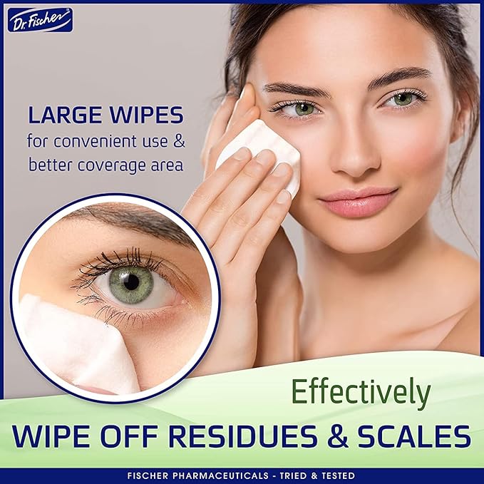 Dr. Fischer Eye Wipes - Hypoallergenic Eyelid Wipes for Everyday Eye Cleansing and Gentle Makeup Remover. (6 packs of 30 wipes each)