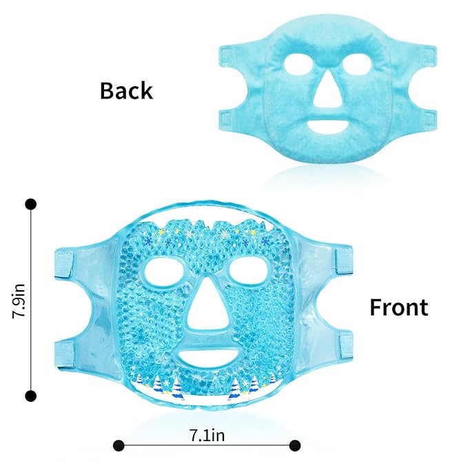 CONBELLA Cold Face Eye Masks Ice Face Mask Hot Cold Compress for Dark Circles, Puffiness, Migraines, Headache, Stress, Redness, Cooling Face Masks for Women Man, Skin Care
