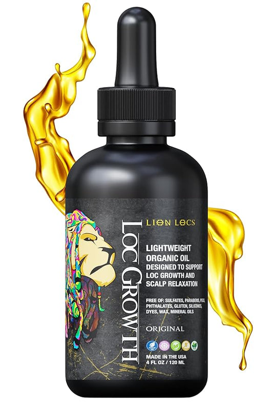 Lion Hair Growth Oil and Scalp Relaxer | Light Styling for Dreadlocks, Braidlocks, Braids, Faux Locs, Crochet Locs, Boho Locs, or Sisterlocks (4oz)