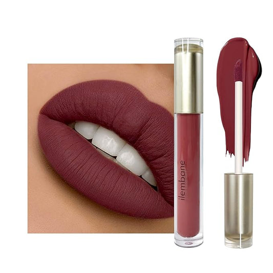 ilembane Nude Brown Liquid Lipstick for Women - Mate Long Lasting Smudge-Proof Transfer-Resistant Lip Color Waterproof Non-Transfer Formula (Whispering Wind)