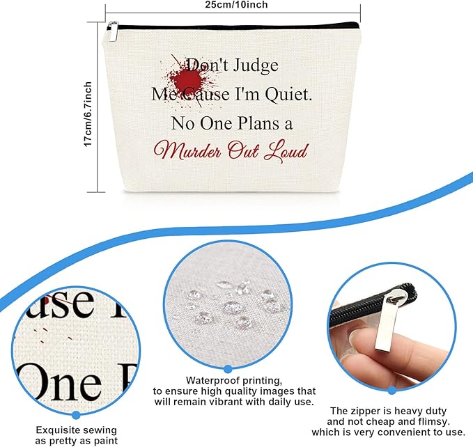 True Crime Gifts For Women Makeup Bag True Crime Lover Fan Junkie Gift Travel Cosmetic Bag Funny Serial Killer Podcast Lovers Horror Quotes Gift Makeup Pouch
