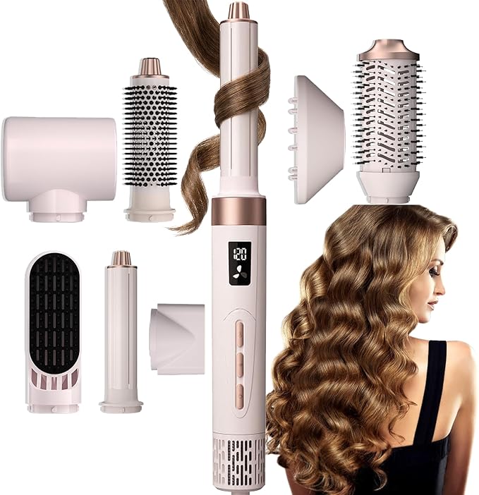 8 in 1 Hot-Air Hair Brushes - Air Wrap Hair Styler & Blow Dryer Brush,Multi Hair Styler for Salon Blowouts, Smooth Curls, Volumizing and Straightening,Gifts for Women，No Heat Damage for All Hair Types