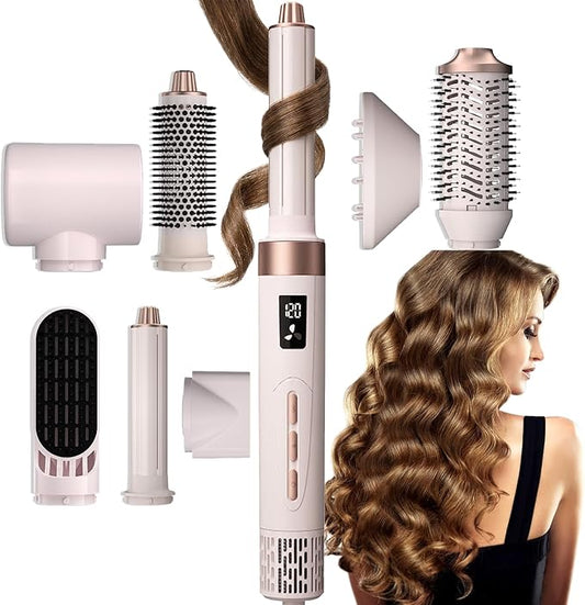 8 in 1 Hot-Air Hair Brushes - Air Wrap Hair Styler & Blow Dryer Brush,Multi Hair Styler for Salon Blowouts, Smooth Curls, Volumizing and Straightening,Gifts for Women，No Heat Damage for All Hair Types