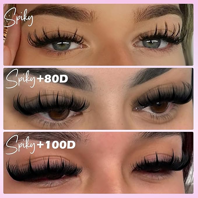 EYDEVRO Lash Clusters with Spikes Wispy Eyelash Clusters Kit 12-20mm Spikes Lash Clusters 10-18mm 80D 100D Volume Cluster Eyelash Extensions Cluster Lashes Kit Individual Lashes Lash Bond and Seal
