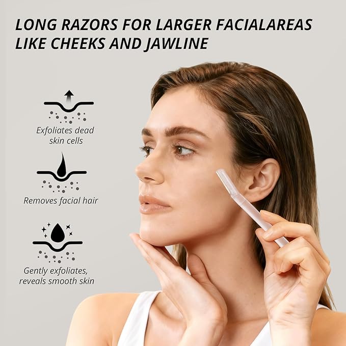 Dermaplane Razor for Women Face, 12PCS Eyebrow Razors, Dermaplaning Tool with Storage Case, Professional Face Razors for Peach Fuzz Removal, Eyebrow Shaping, Smooth Skin & Gentle Exfoliation