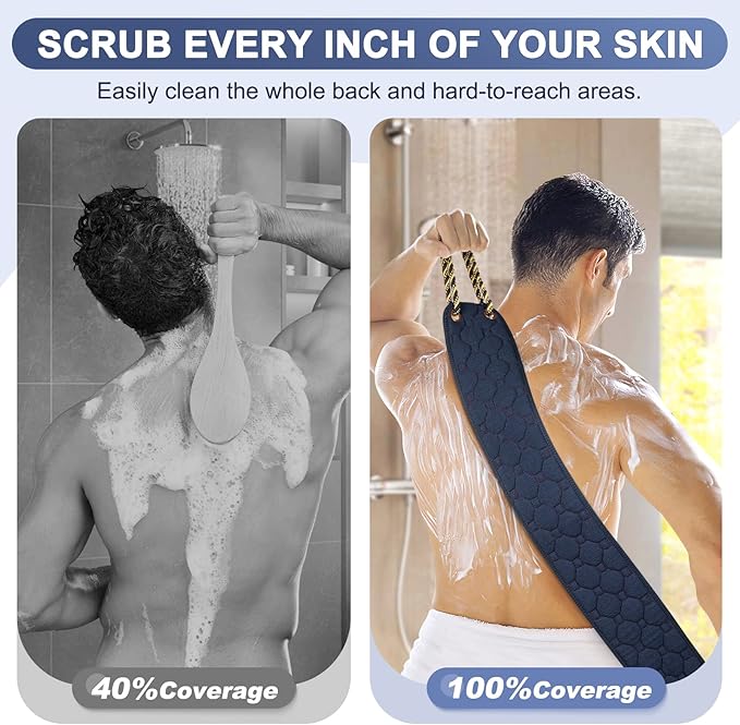 Exfoliating back scrubber with handles,