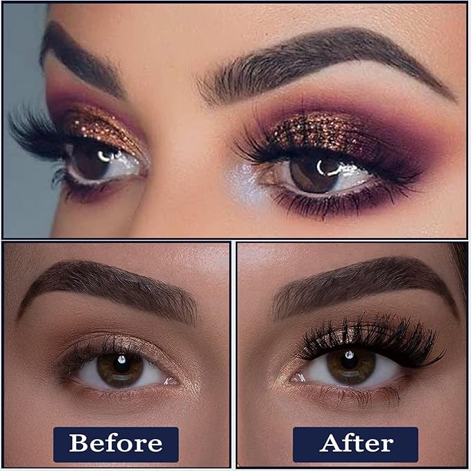 3D Magnetic Eyelashes Cat-Eye Magnetic Lashes with 4 Tubes of Magnetic Eyeliner, Reusable, Waterproof, Cruelty-Free, Black, Faux Mink, 10 Pairs