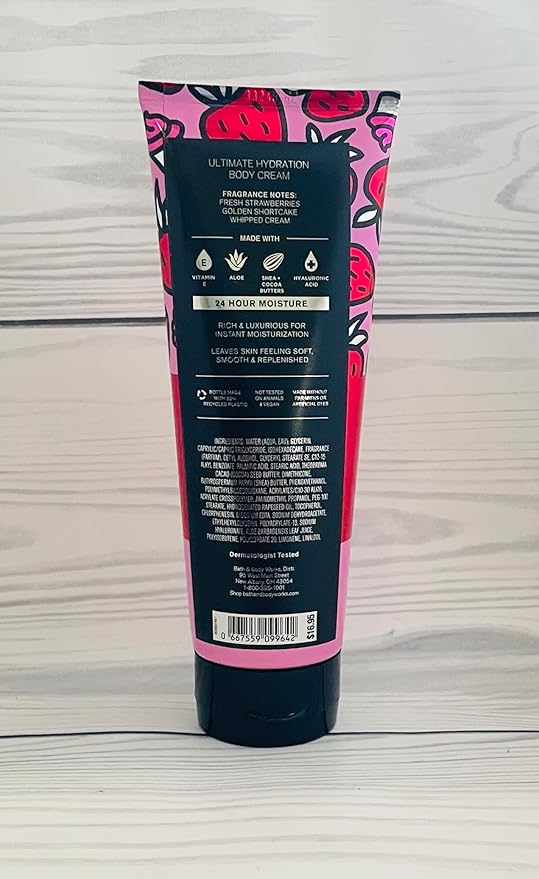 Bath and Body Works Strawberry Pound Cake 2 Pack Ultra Shea Body Cream 8 Oz. (Strawberry Pound Cake)