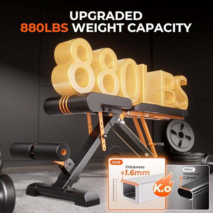 700-880LBS Adjustable Weight Bench - Bonvork Foldable Workout 80 X 40MM Heavy