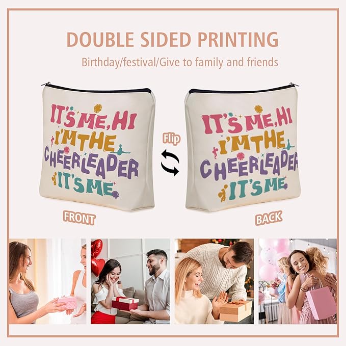 Girlly Cheerleading Gifts Makeup Bag: Perfect Cosmetic Bags IT's ME, HI I'M THE CHEERLEADER IT's ME Travel Dancer Girl For Daughters, Nieces, Girlfriends, Female Coworkers.Ideal Gift for Party