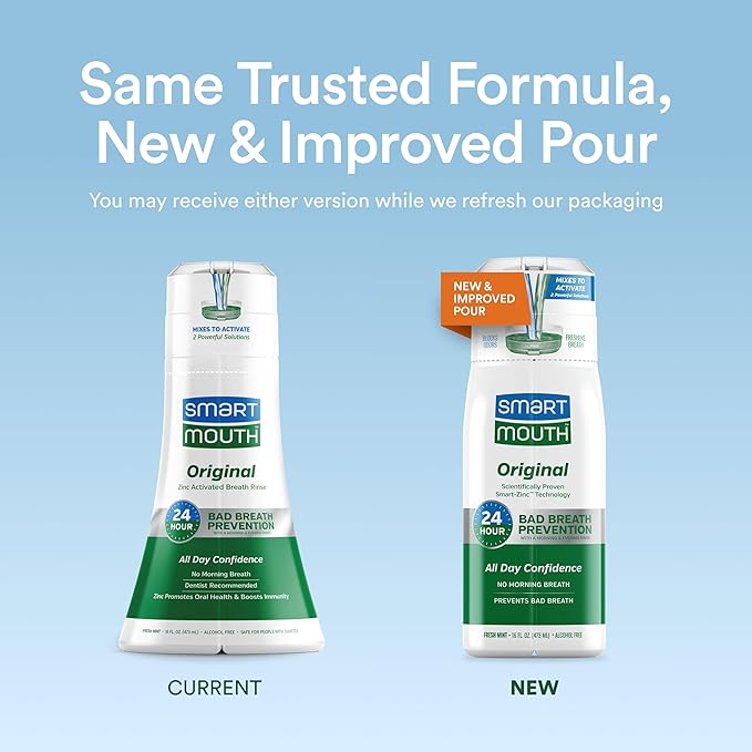 SmartMouth Activated Dry Mouth, Clinical DDS & Original Mouthwash, Mint, 16 fl oz Each