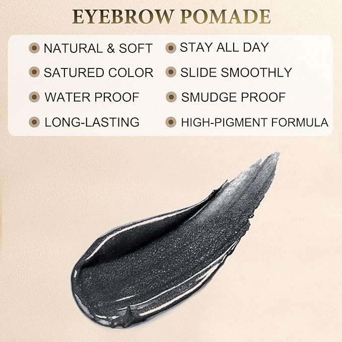 LAVONE Eyebrow Stamp Stencil Kit, Brow Stamp Trio Kit with Waterproof Eyebrow Pencil, Pomade, 20 Eyebrow Stencils, Dual-ended Eyebrow Brush and Sponge Applicator - Granite