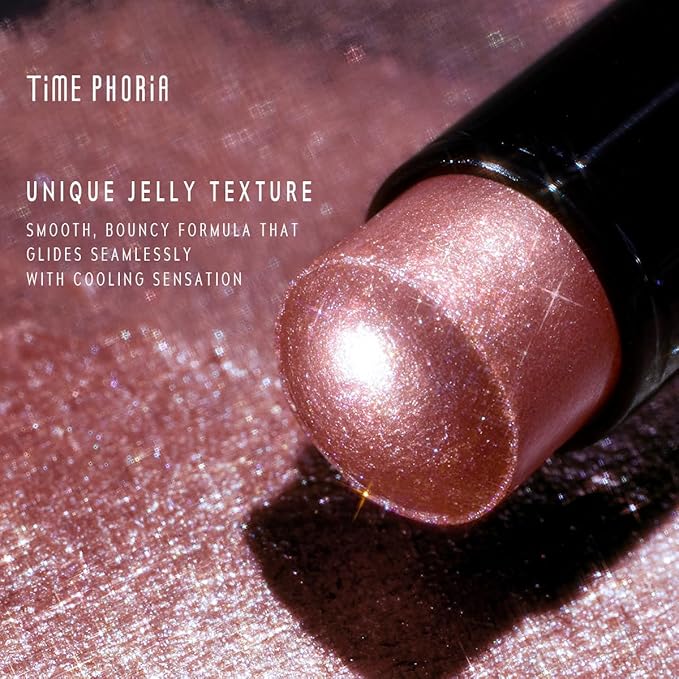 Illumina Jelly Eyeshadow Stick, 004 Peach Pearl -Nude Peach, High-Impact Sparkle Finish, Cream Texture with Cooling Feel, Long-Lasting Crease-Proof Smudge-Proof Eye Shine, Easy Application