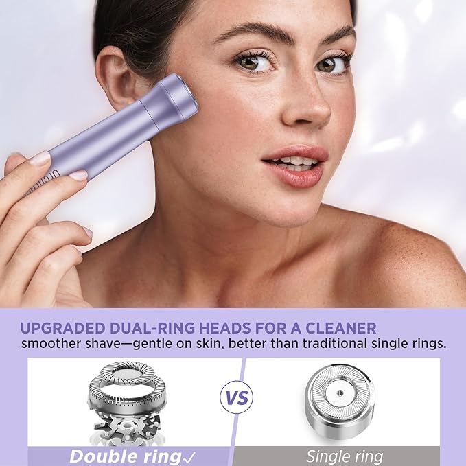 Electric Razor for Women Body: Rechargeable Painless Electric Shaver for Bikini Face Body Legs Underarms (Purple)