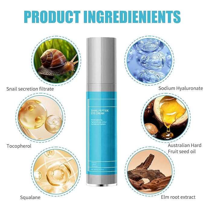 Wrinkles Under Eye Cream with Snail Mucin for Fine Lines Puffiness - Firming Serum Relieve Eye Fatigue for Women