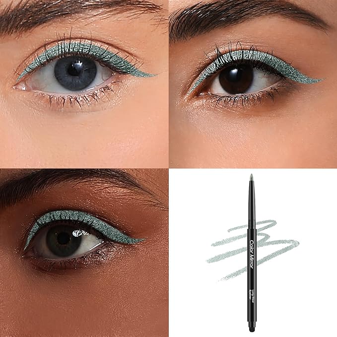 Smudge Proof Eyeliner, Waterproof Retractable Eye liner with Brush, Matte and Shimmer Eyeliner Pencil, Creamy Texture, Long lasting & Smooth(42 Avocado Shimmer)