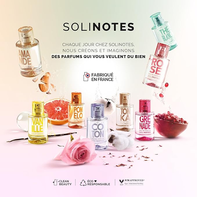 Solinotes Rose Perfume for Women, 1.7 Fl Oz/ 50 ML Eau De Parfum, Delicate Floral and Soothing Scent with Premium Ingredients - Clean Perfume, Cruelty Free, Vegan, Made in France