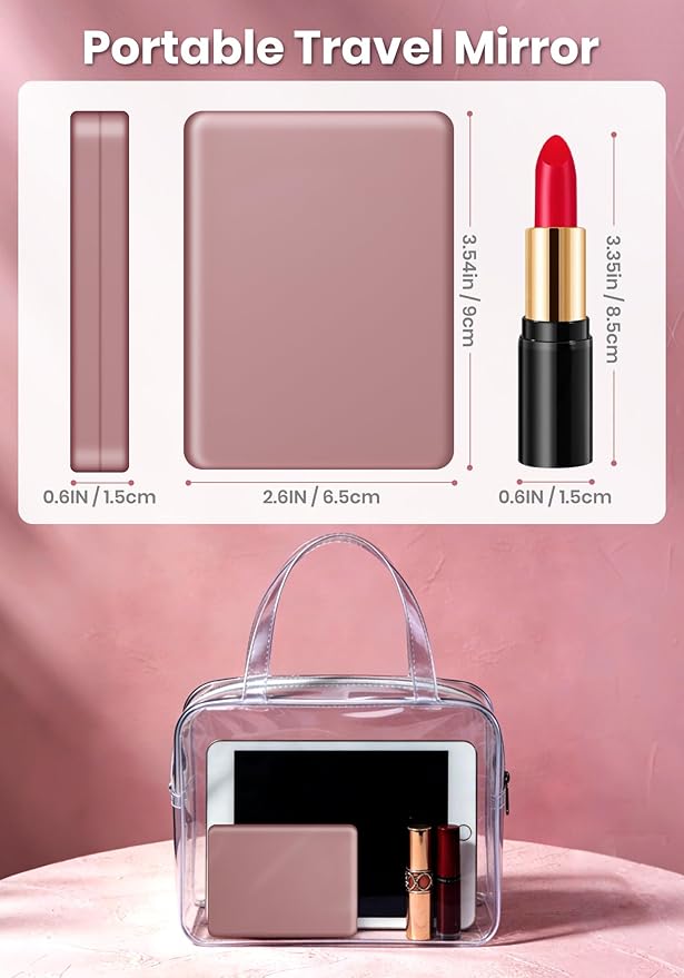 Compact Mirror, Rechargeable 30X Magnifying Mirror with 3 Lighting Modes & Dimmable Brightness, Portable Travel Makeup Mirror with Light, Essentials for Travel, Pocket, Purse, Gifts for Women Rose
