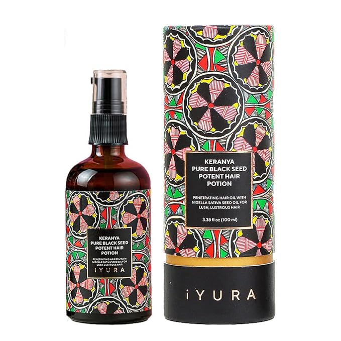 The Ayurveda Experience Keranya Pure Black Seed Potent Hair Potion – Ayurvedic Hair Oil for Shinier Looking Hair – Lightweight, Colorless Formula Suitable for All Hair Types – 3.38 fl oz