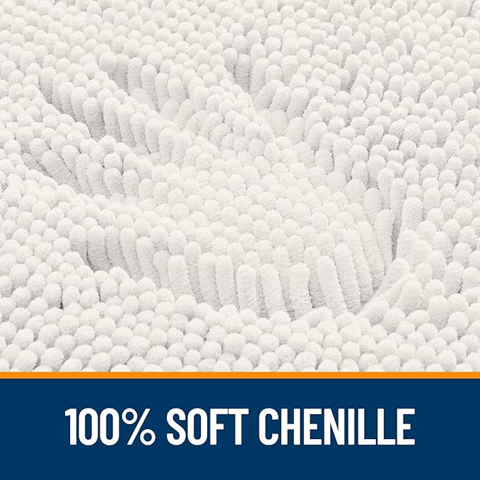 OLANLY Bathroom Rugs 59x35, Extra Soft Absorbent Chenille Bath Rugs, Rubber Backing Quick Dry, Machine Washable Bath Mats for Bathroom Floor, Tub and Shower, Home Decor Accessories, Ivory
