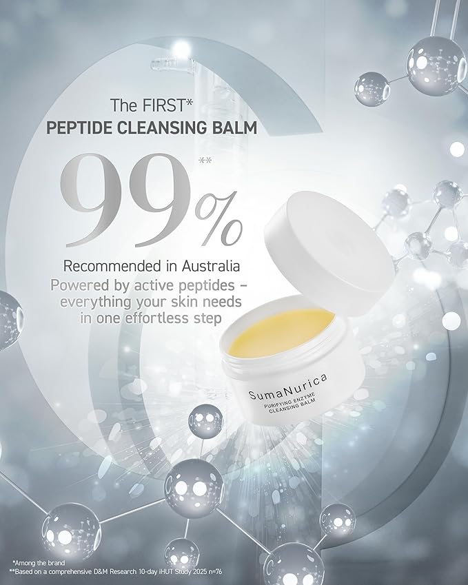 SumaNurica Purifying Enzyme Cleansing Balm, Biotech Peptide Makeup Remover, 3-in-1 Facial Oil Cleanser for Sensitive & Acne-Prone Skin, Deep Cleanse Waterproof Makeup & Impurities, 3.5oz/100g