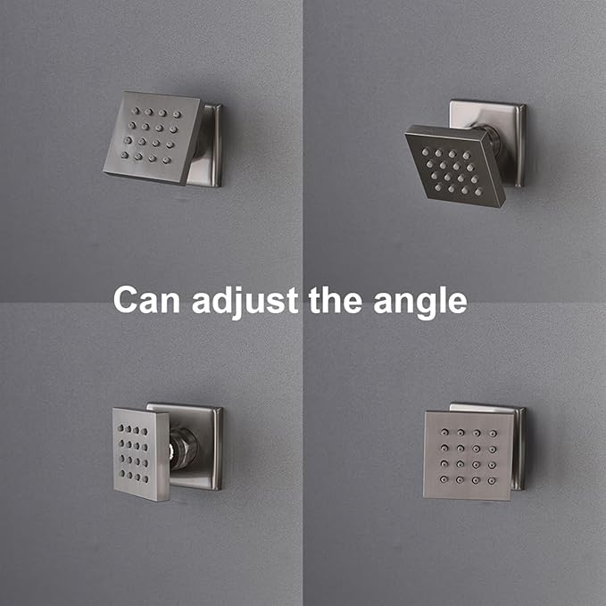KATAIS Brushed Nickel 16X24 inch Ceiling Mounted Shower Head Set(Rain&Waterfall&Mist 3 Modes), Digital Display Shower System with 6 PCS Body Jet and Handheld Spray