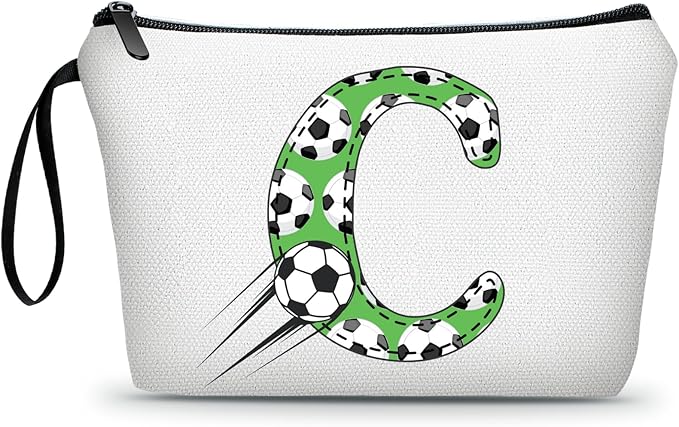 ARIOSEY Soccer Gifts Personalized Soccer Ball Cosmetic Bag for Purse Birthday Inspirational Gifts for Girls Women Team Coach Mom Stuff Travel Organizer-C