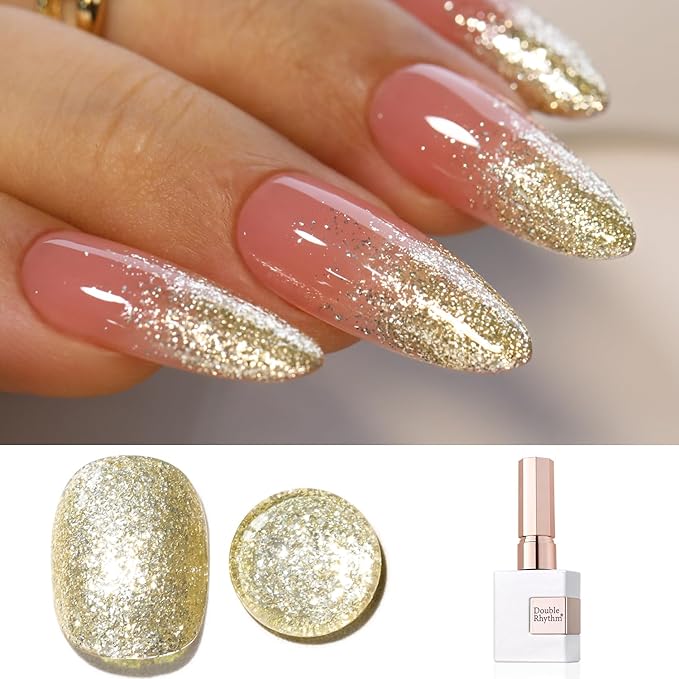 Double Rhythm 15ML Glitter Gel Polish Shimmer Reflective Holographic Color Magnetic for Nail Art Salon DIY at Home (B1122)