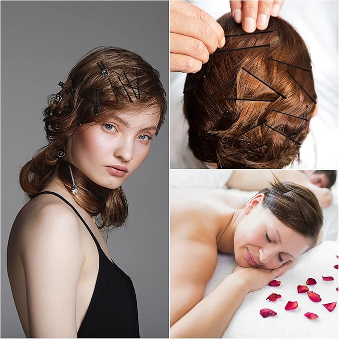 Tbestmax 800 Pcs Hair Bobby Pins, 2 Inch Black Hairpins with Box for Women Lady Girls Kids, Invisible Wave Hairgrip Barrette Hair Clip Bulk Hair Accessories