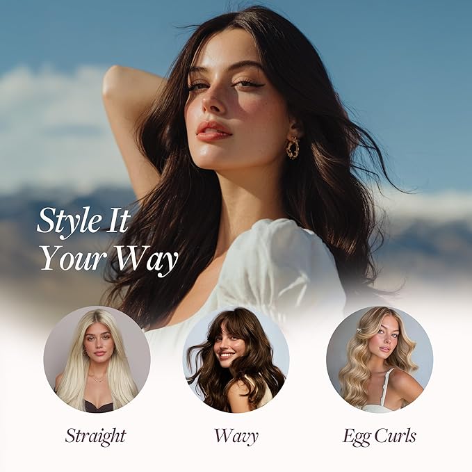 GOO GOO Invisi Edge Clip in Hair Extensions 16inch 130g 7Pcs Injected Seamless PU Clip in Hair Extensions, Virgin Real Human Hair, 1B Natural Black