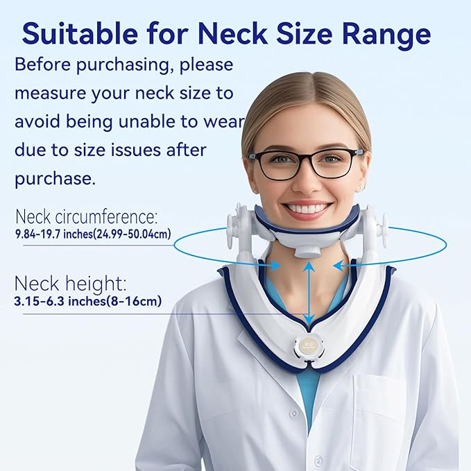 Cervical Traction Device, Adjustable Neck Stretcher for Pain Relief, Lightweight Neck Support Brace for Cervical Spine Decompression, Ergonomic Design for Home, Office & Travel Use