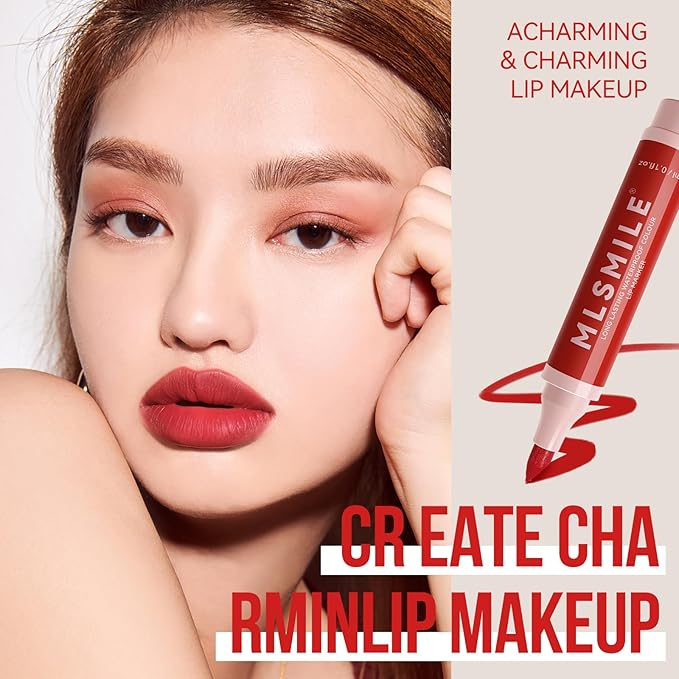 Lip Tint Marker Lightweight Lip Stain, Hydrating And Waterproof Long Lasting Non-Stick Cup Lip Stain Liquid Pen Matte Lip Marker Smudge Proof Matte Lipstick Precise Lip Liner for Women (03# L PINK)