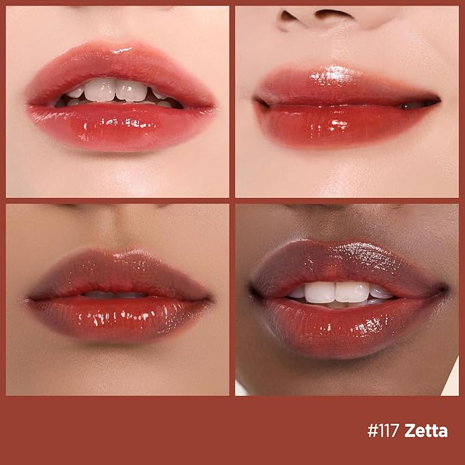 Laka Fruity Glam Tint, 4.5g/0.15oz, Glowing Lip Stain with Wide Color Spectrum, Hydrating & Lightweight Texture, Buildable Color, Non-Sticky, Vegan, K-Beauty (#117 Zetta)