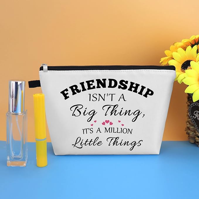 Friends Friendship Gifts for Women Makeup Bag Best Friend Birthday Gifts Cosmetic Bag Sister Gift from Sister Christmas Graduation Wedding Gift for Friend BFF Female Bestie Travel Toiletry Bags