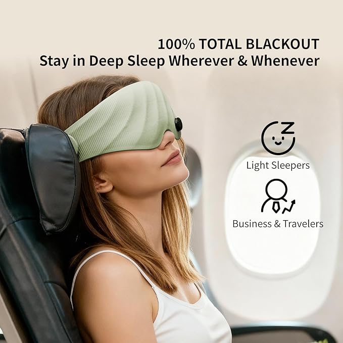 AiSleep Sleep Mask, Scented Eye Mask for Sleep, 100% Blackout Eye Mask for Women Men, 3D Contoured Cup, Zero Pressure Soft Comfortable Sleep Mask for Travel-Green