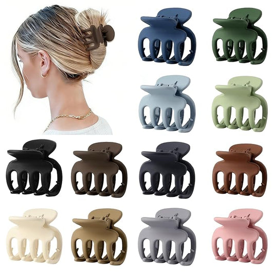 12Pcs Hair Clips for Women 1.8 Inch Small Claw Clips for Thin Hair Medium Hair Claw Clips for Thick Hair Accessories for Women Girls (Regular)